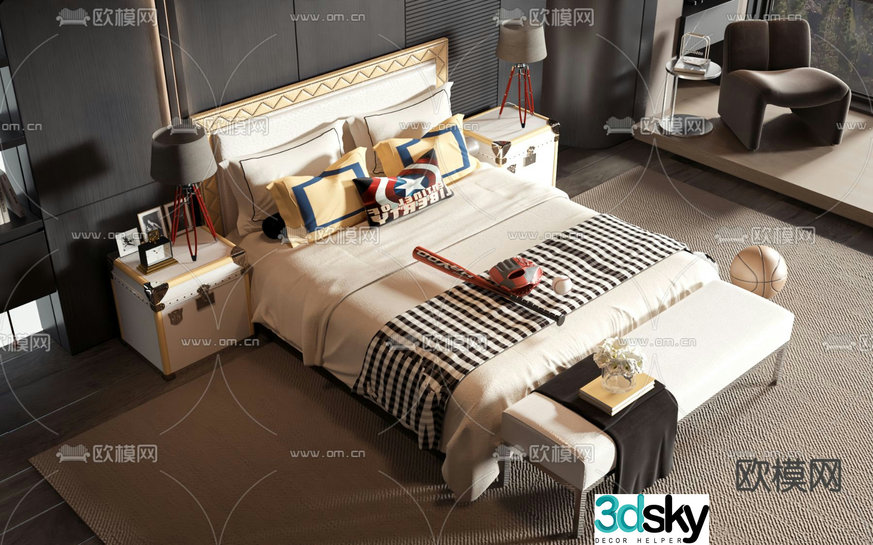 American children’s bed 3d model