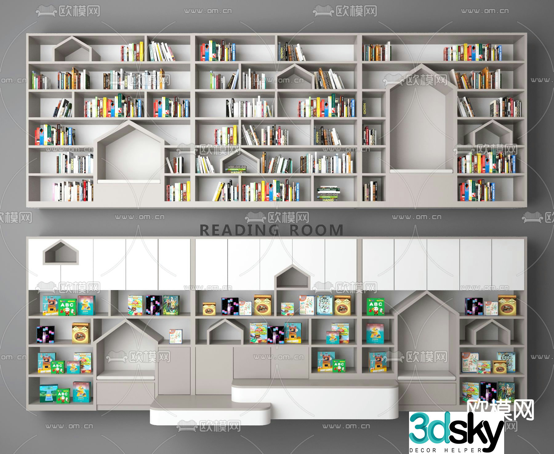 Children’s bookcase bookshelf 3d model