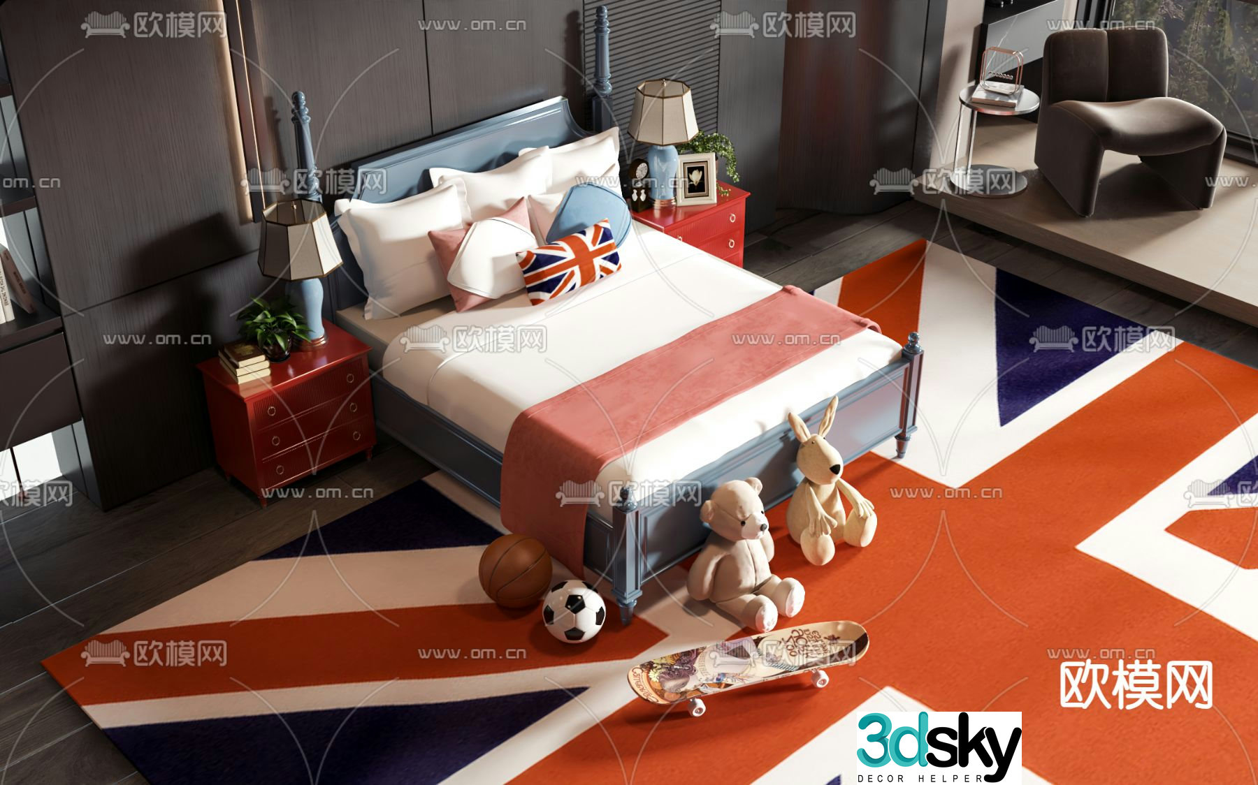 American children’s bed 3d model