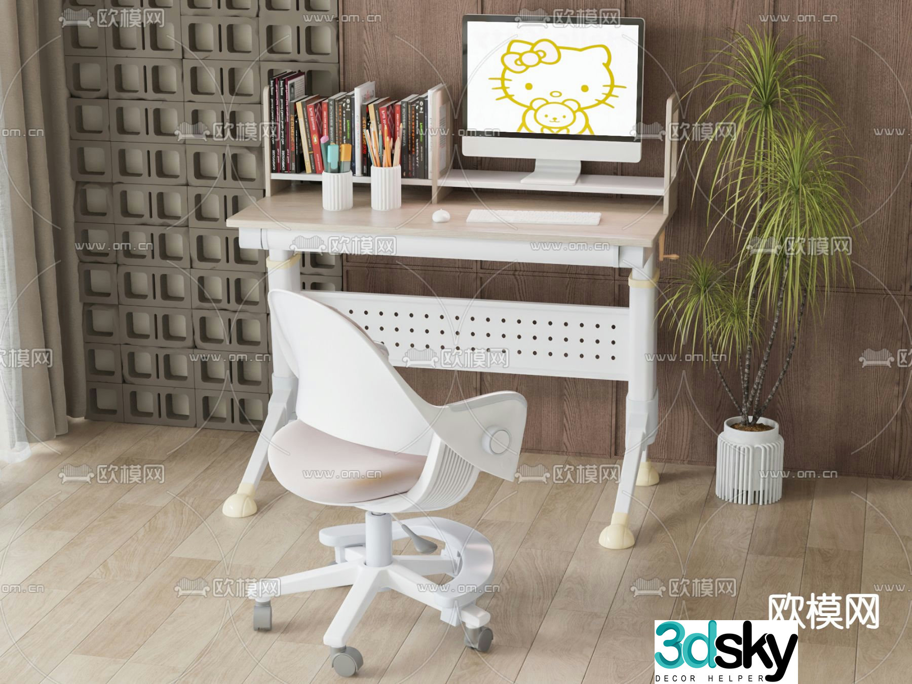 Children’s study table lifting table 3D model