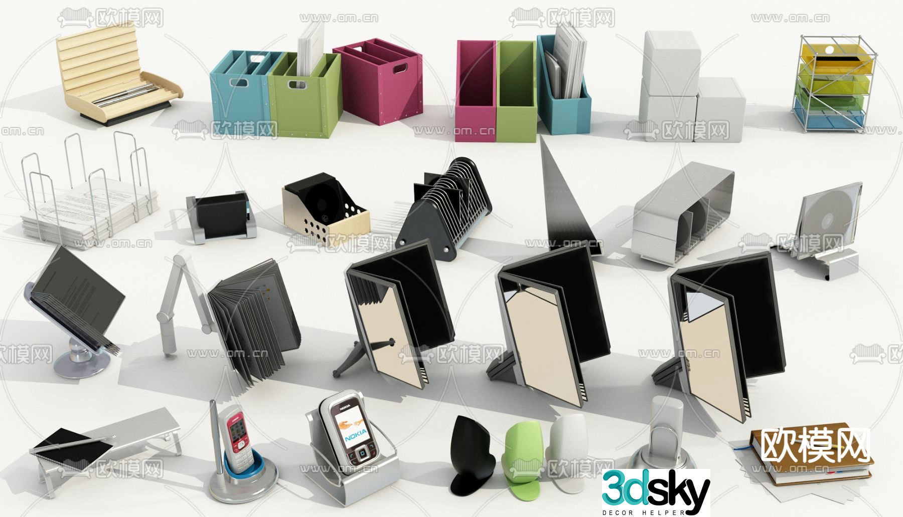 Office supplies storage box notebook pen holder 3d model
