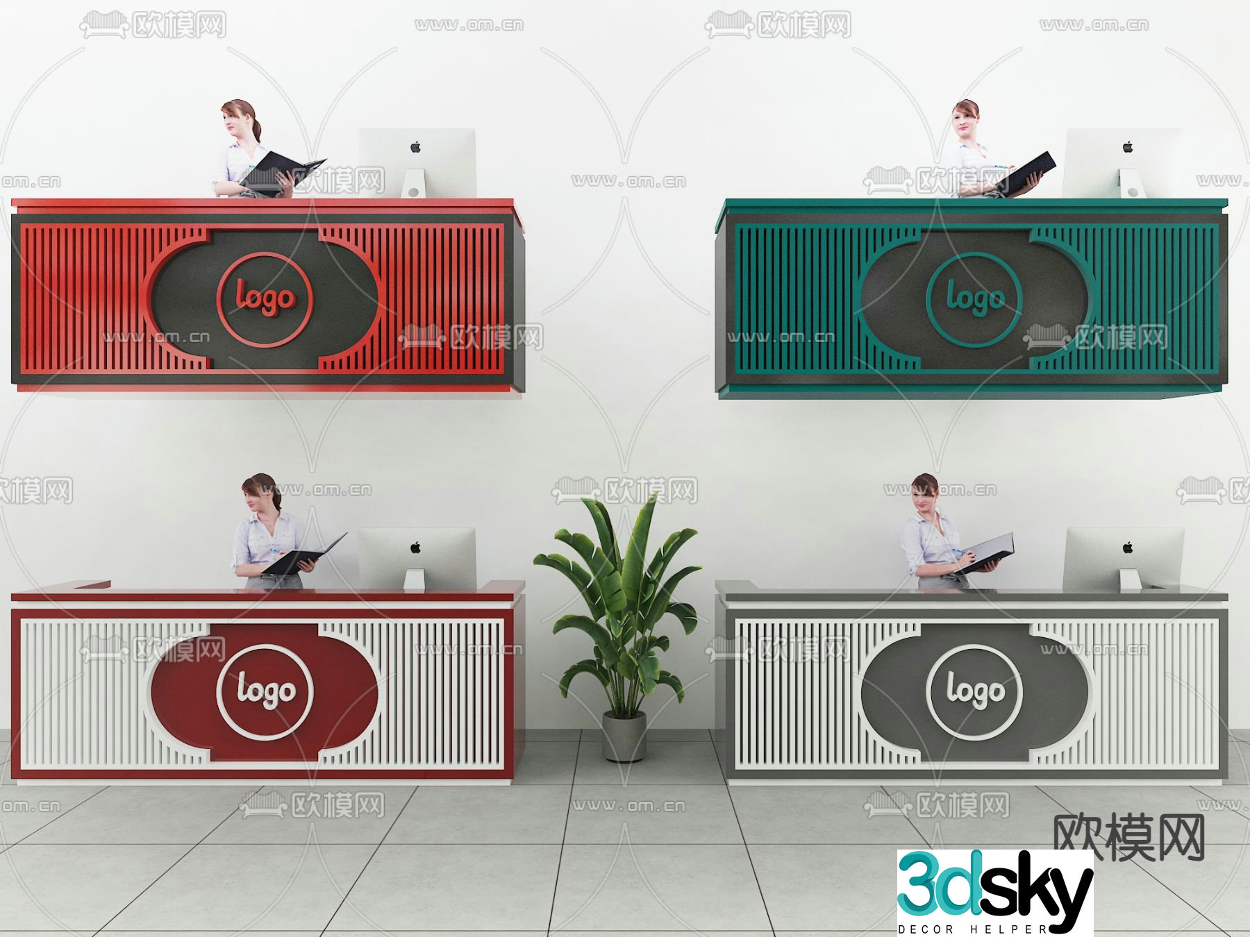 Front desk reception desk cashier 3d model