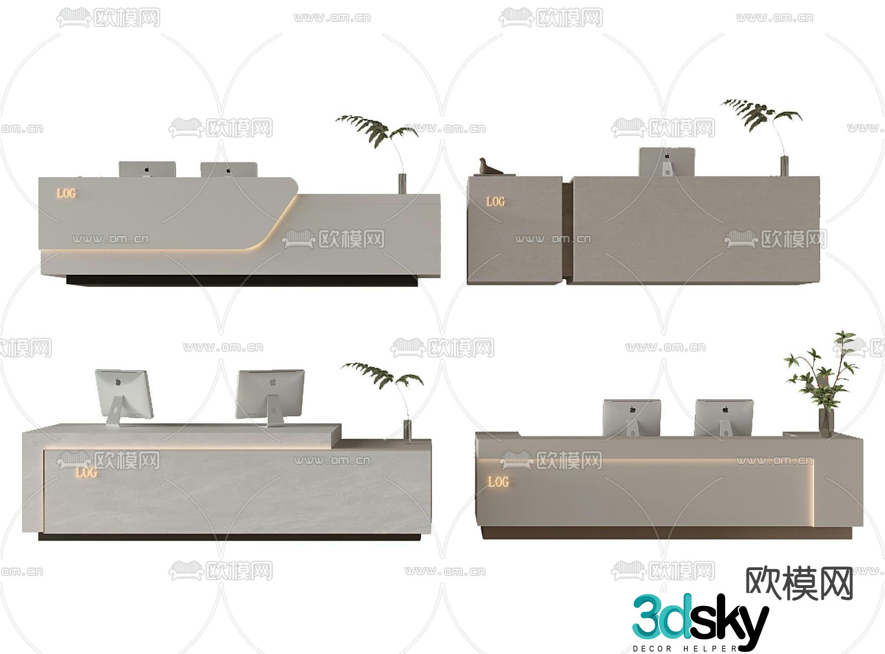 Front desk reception desk service desk information desk 3d model