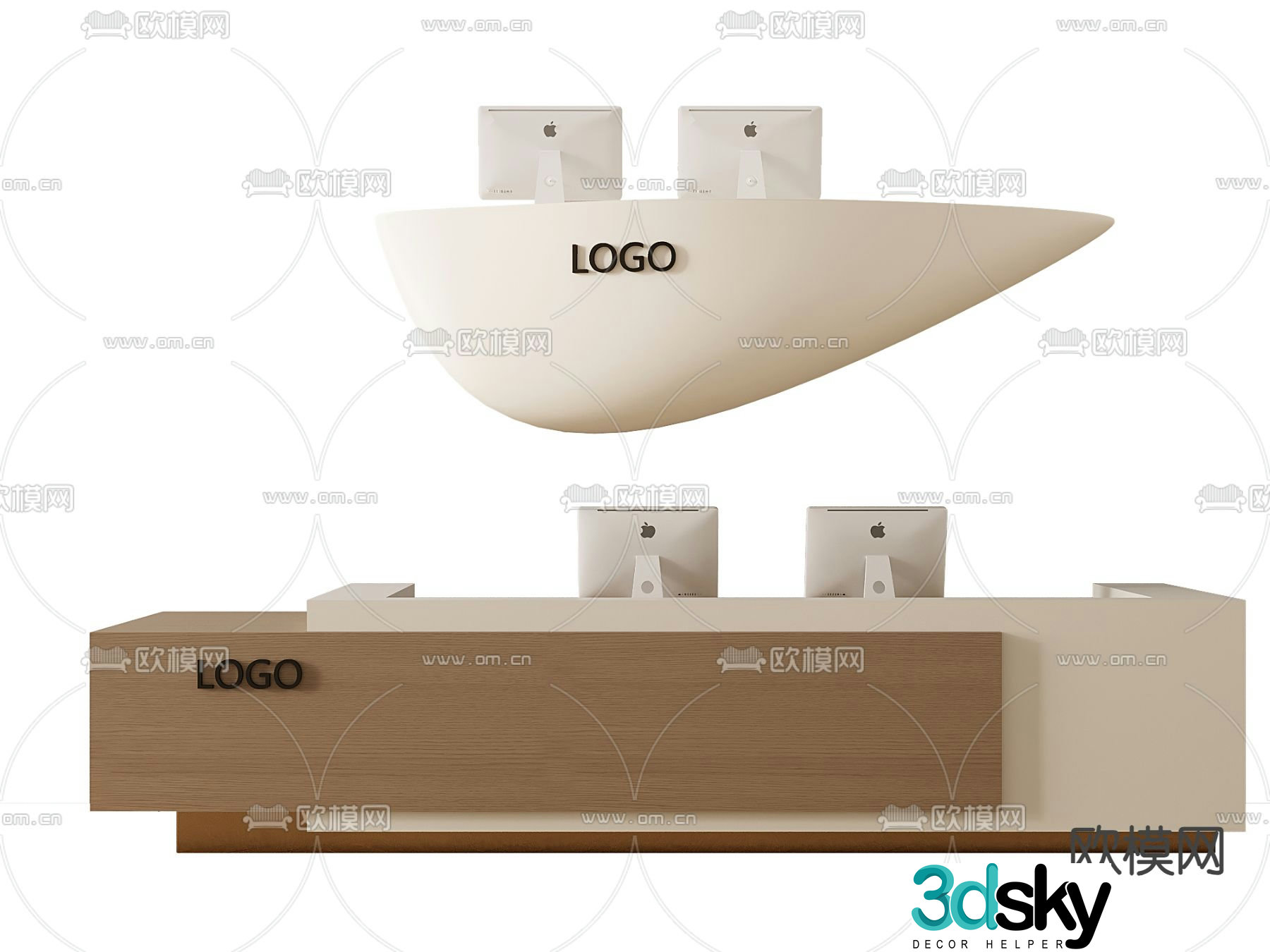 Front desk reception desk service desk information desk 3d model