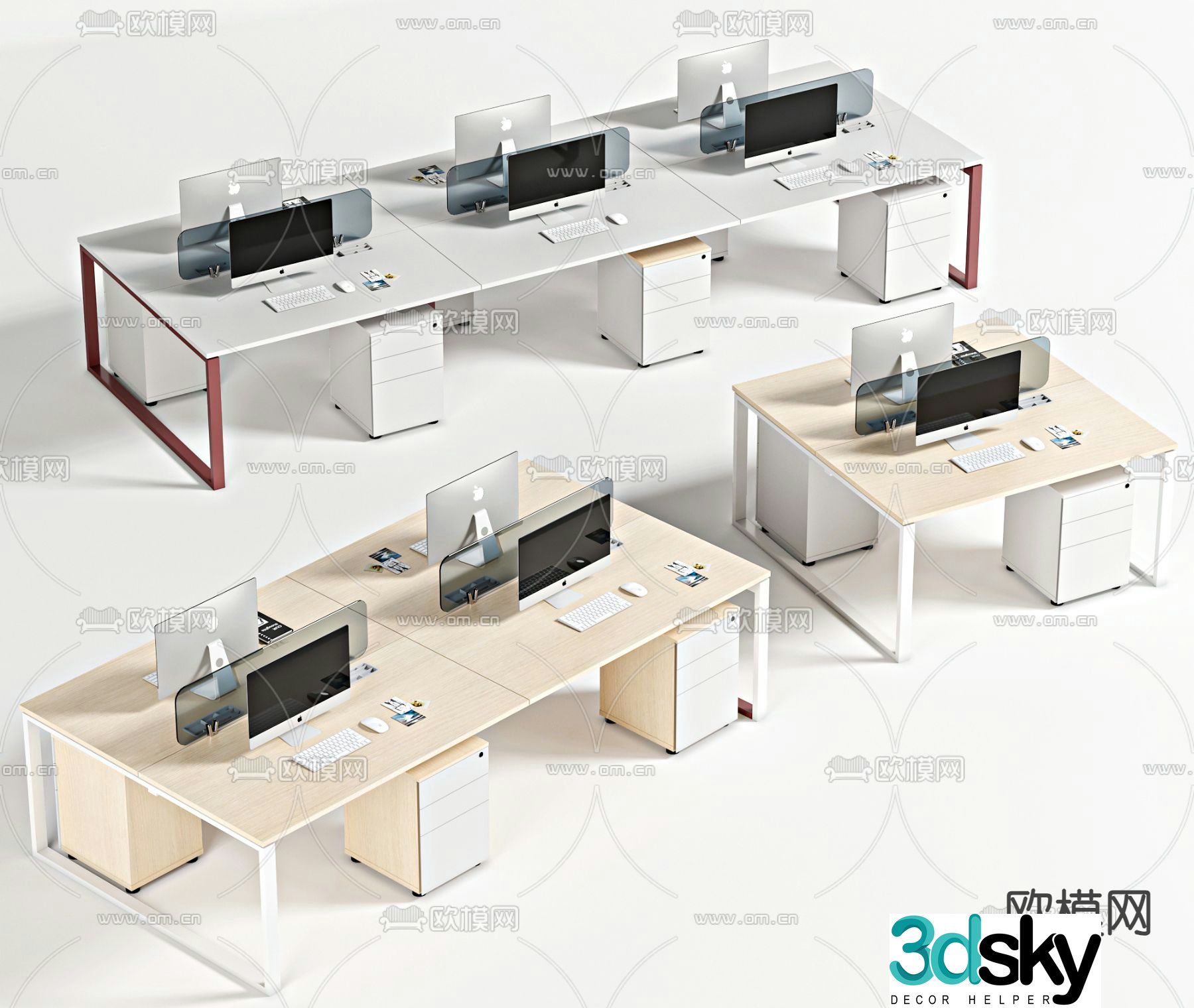 Card space desk workstation 3D model