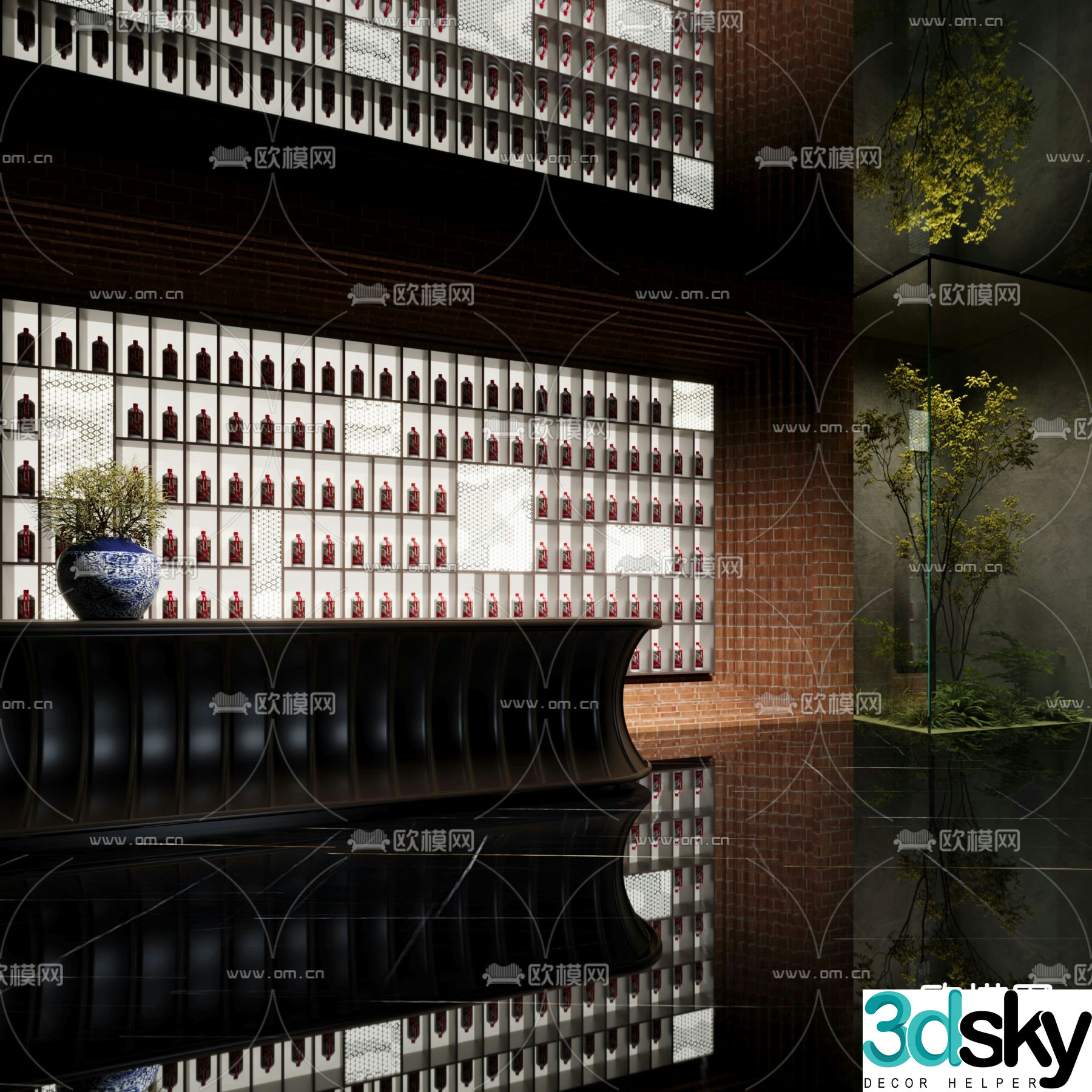 hotel front desk reception desk 3d model