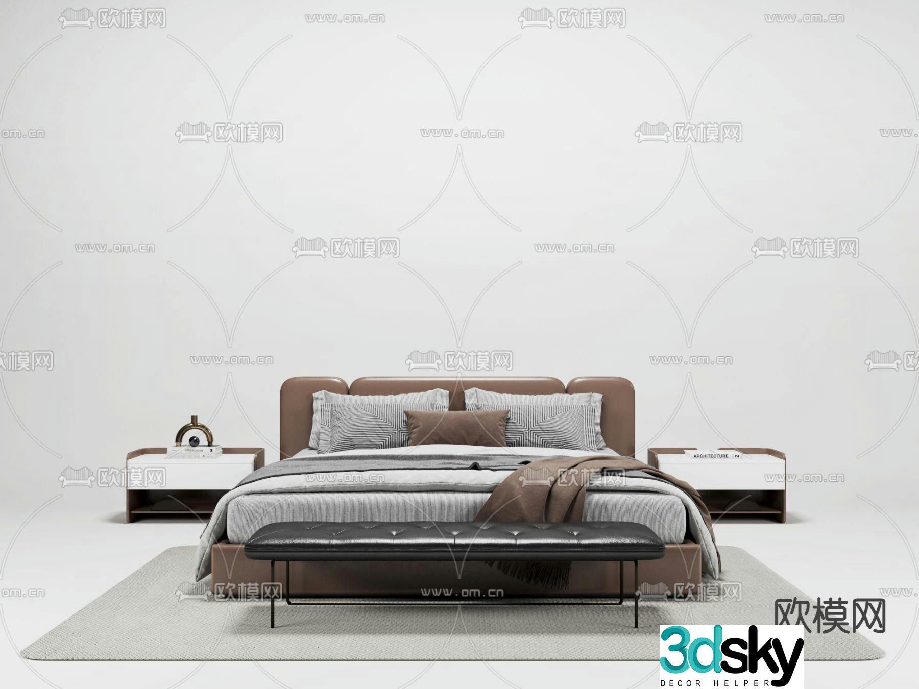 Modern double bed 3d model