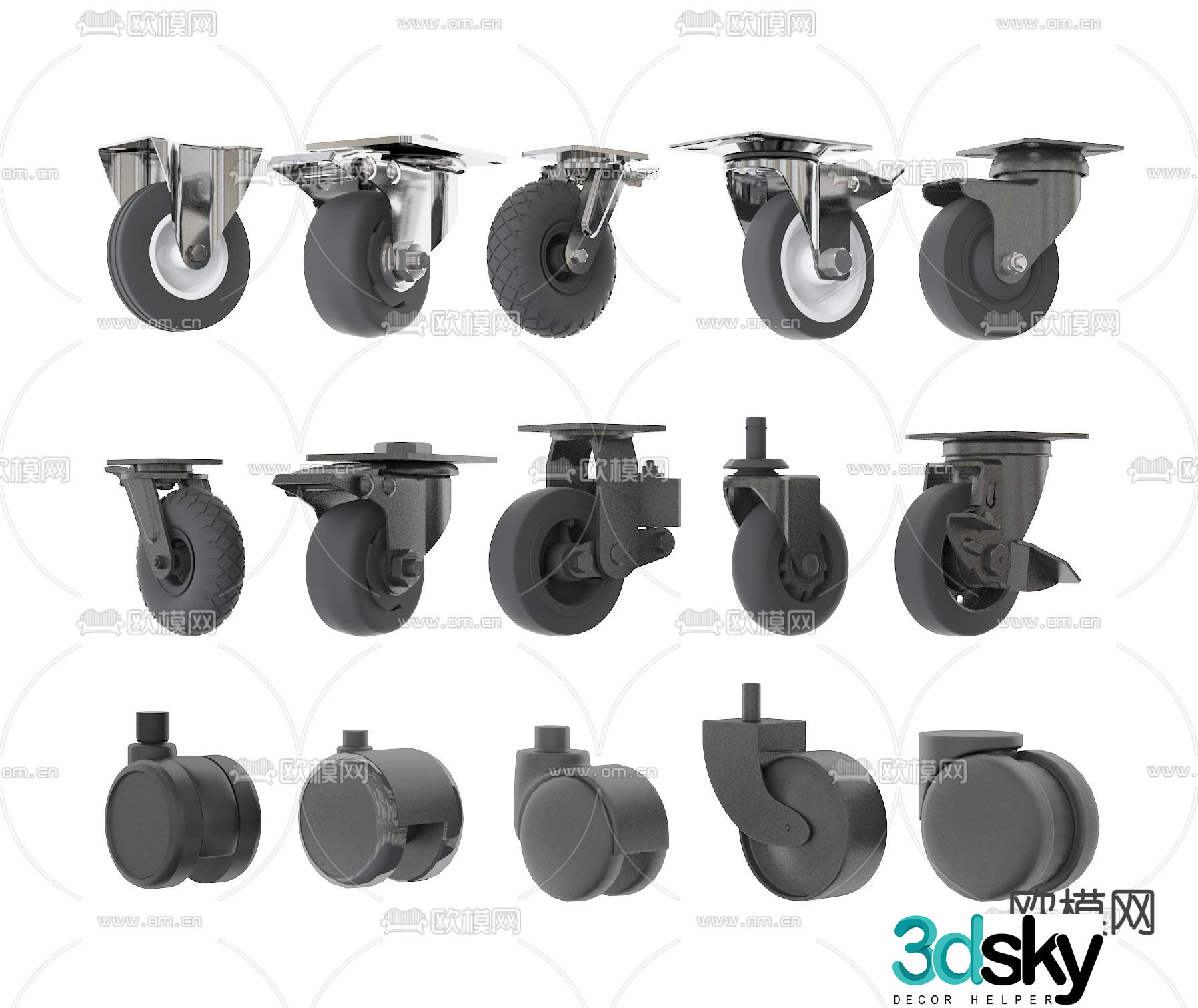 wheel universal wheel directional wheel roller 3d model
