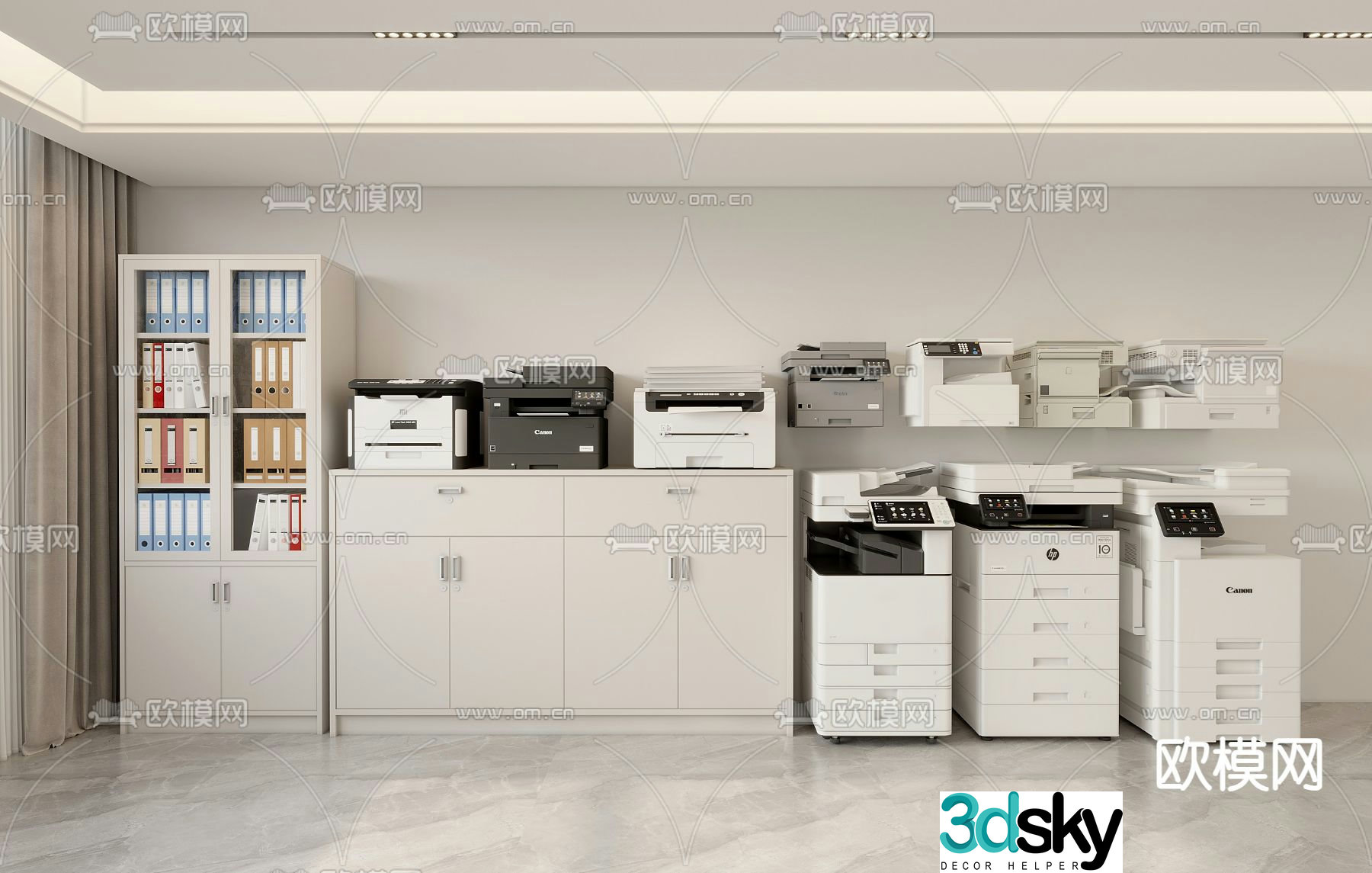 Copier printer file cabinet 3d model