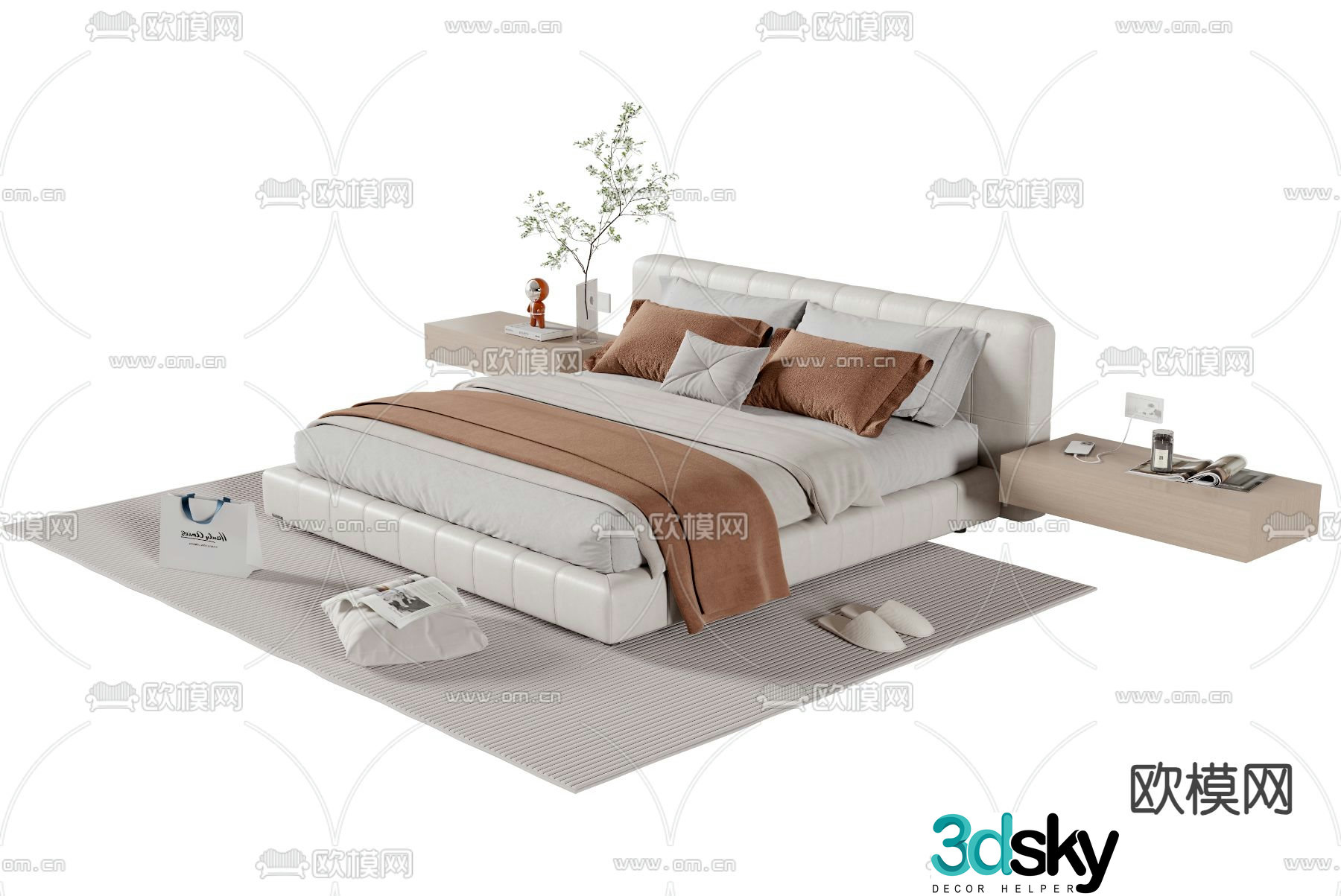 Modern double bed 3d model