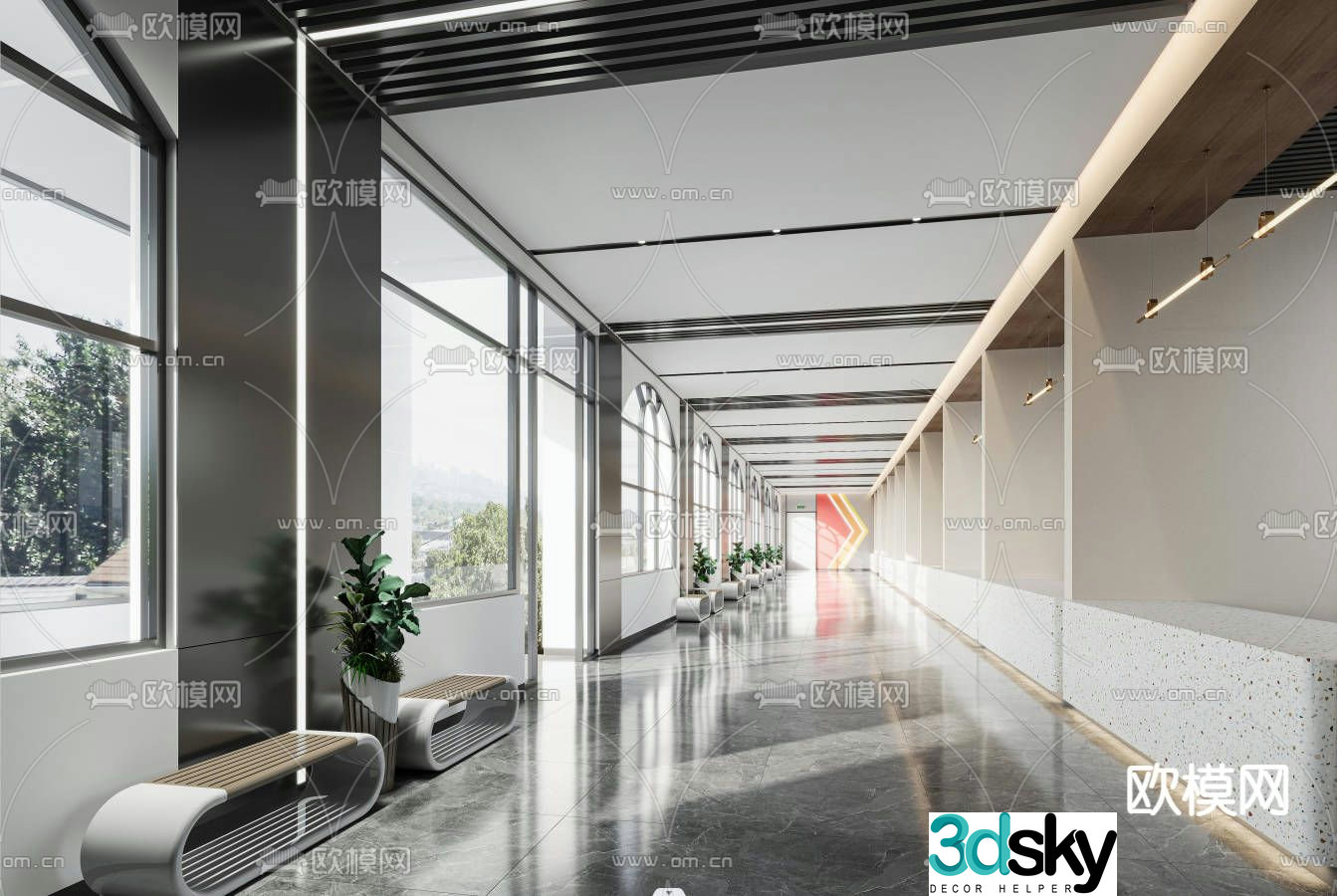 Office corridor 3d model