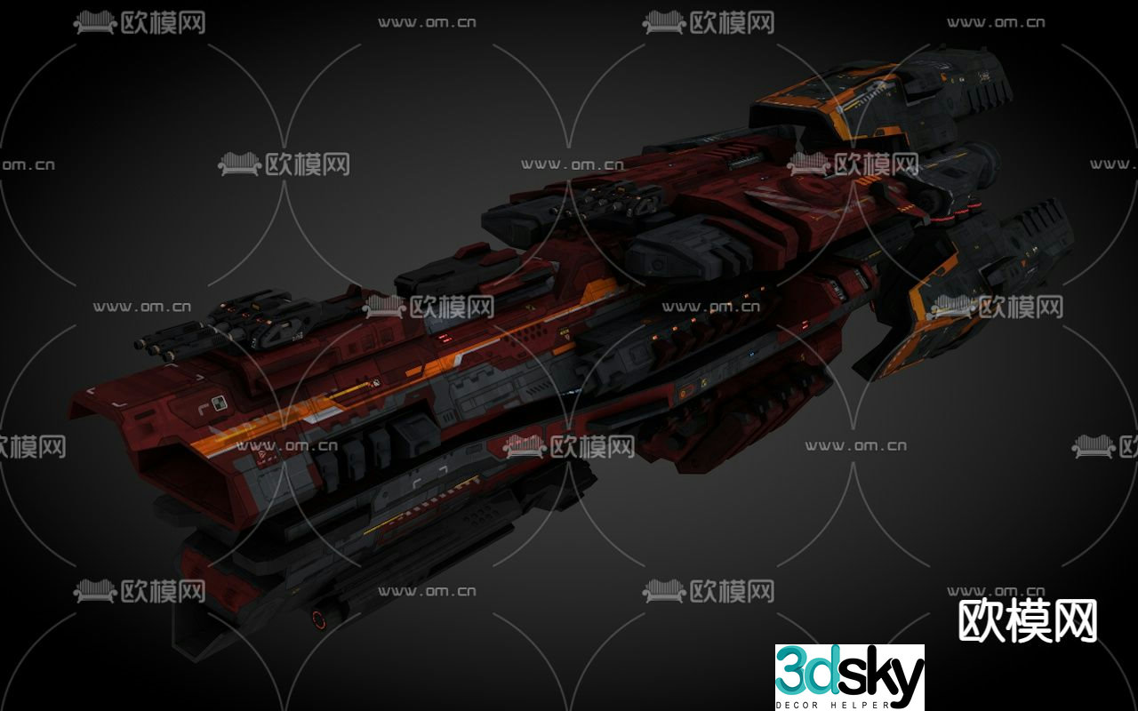 Sci-fi aircraft spaceship alien battleship 3d model