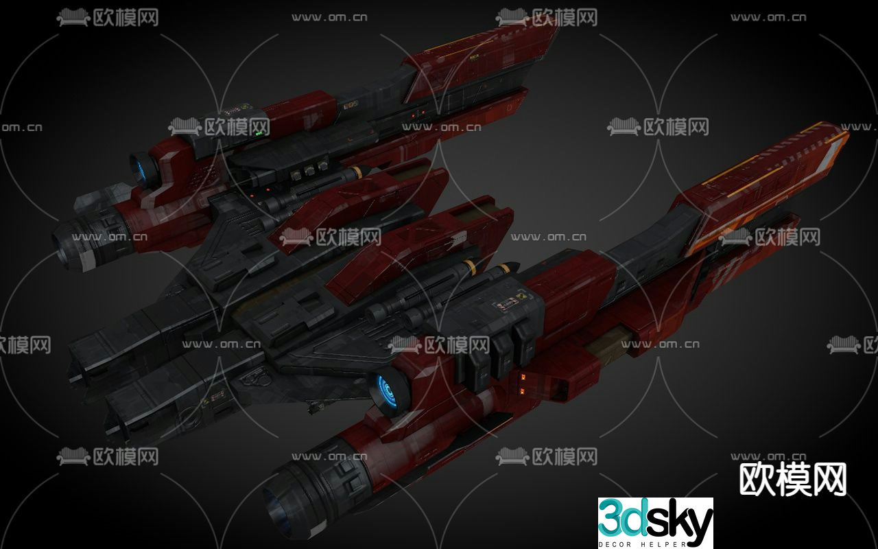 Sci-fi aircraft spaceship alien battleship 3d model
