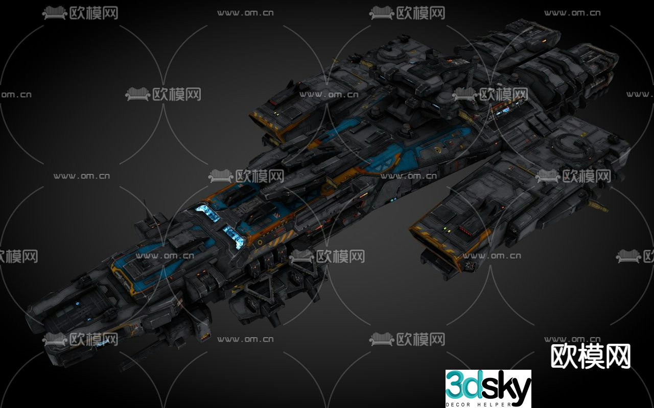 Sci-fi aircraft spaceship alien battleship 3d model