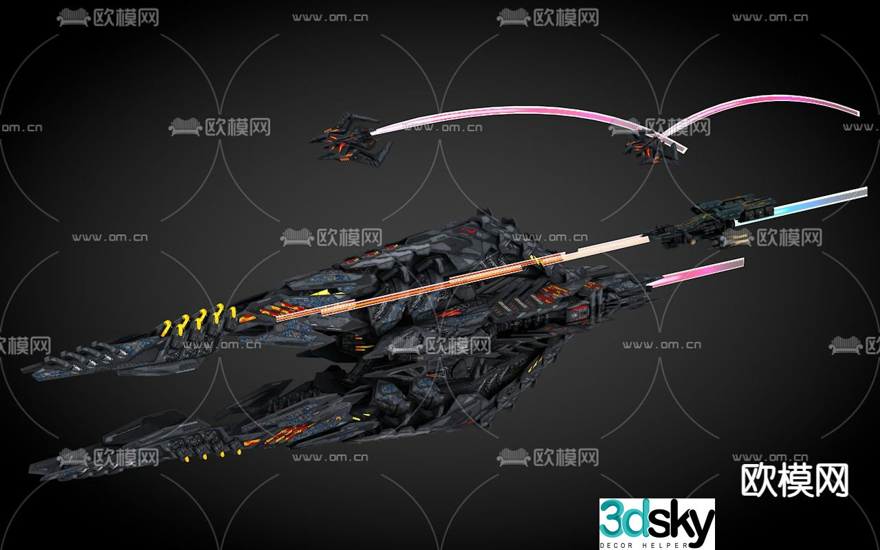 Sci-fi aircraft spaceship alien battleship 3d model