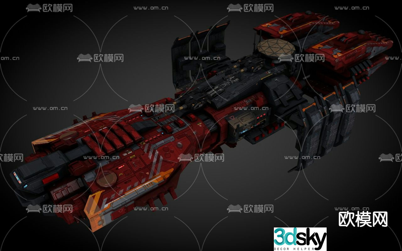 Sci-fi aircraft spaceship alien battleship 3d model
