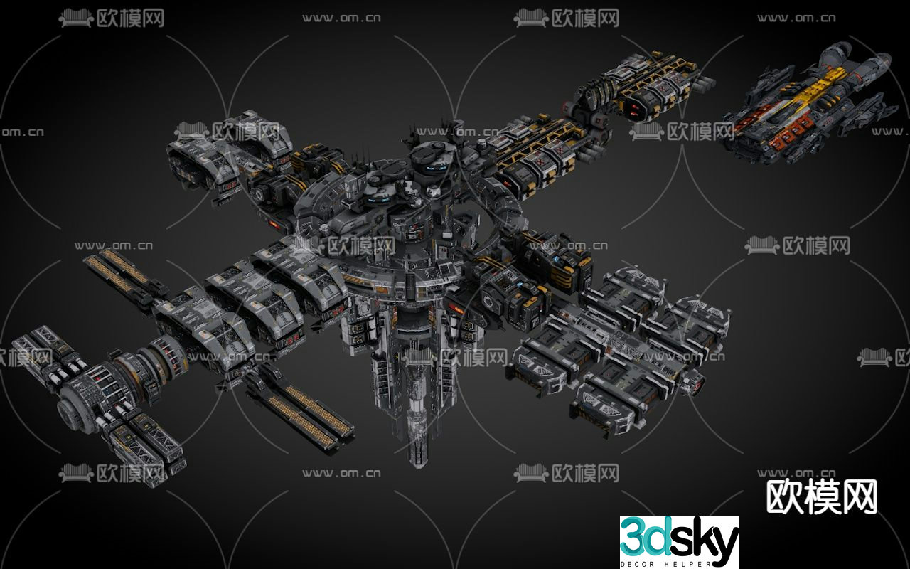 Sci-fi aircraft spaceship alien battleship 3d model