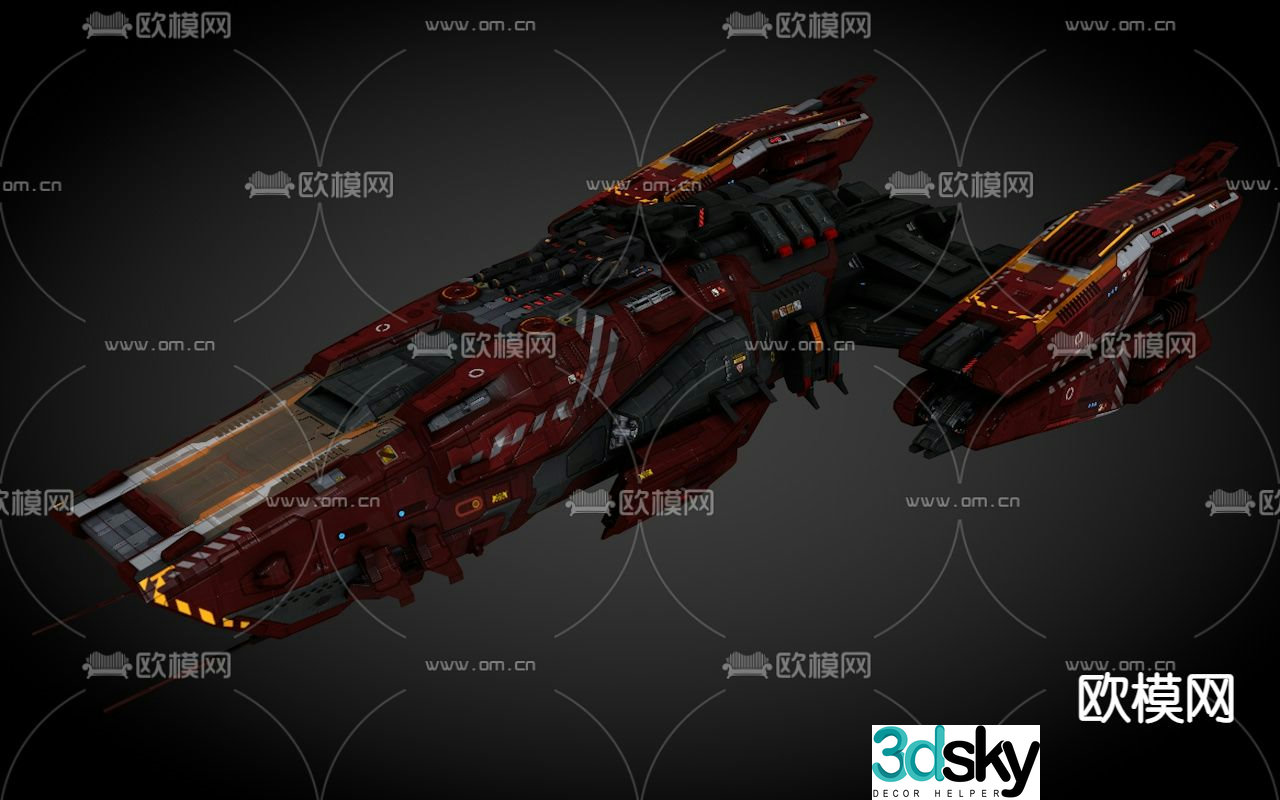 Sci-fi aircraft spaceship alien battleship 3d model