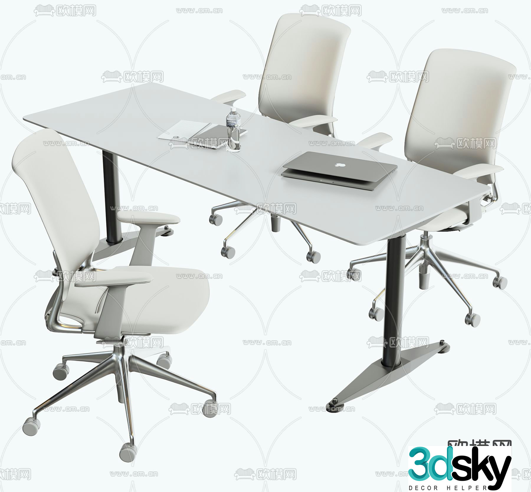 Office desk conference table training table 3d model