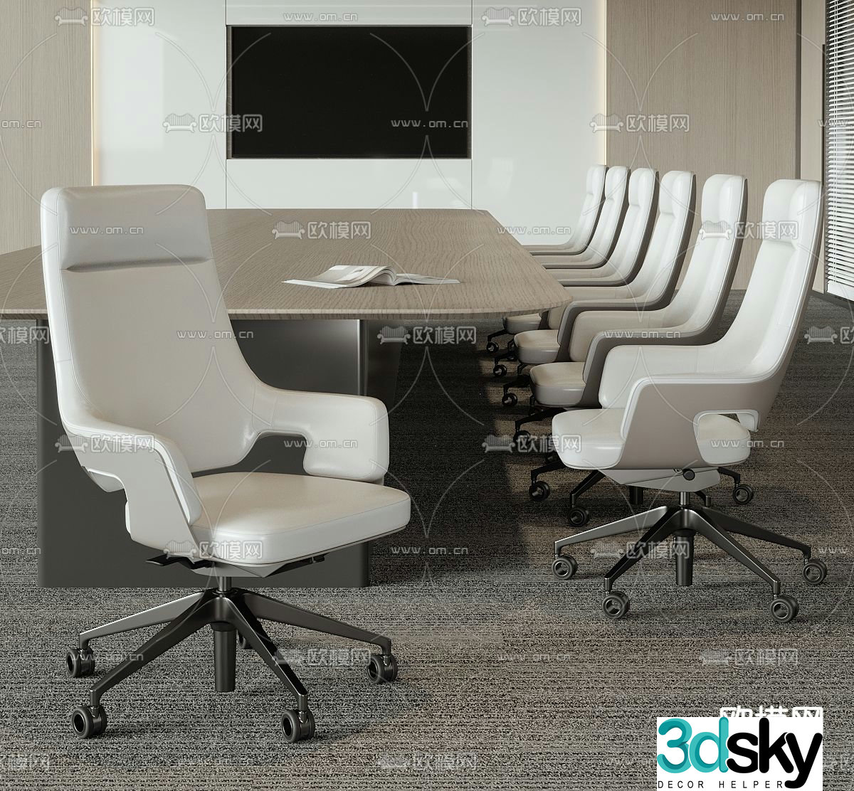 office desk conference table 3d model