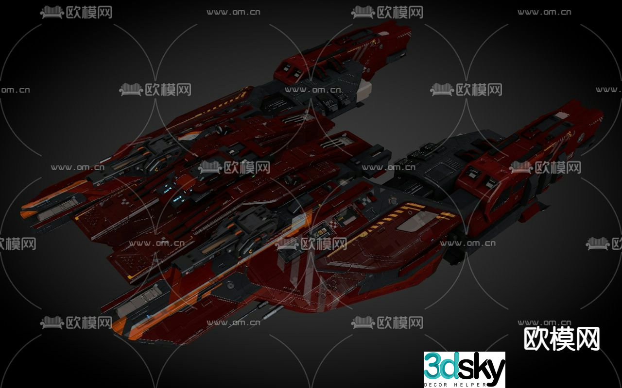 Sci-fi aircraft spaceship alien battleship 3d model