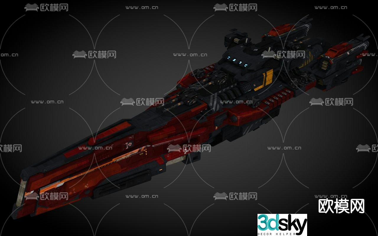 Sci-fi aircraft spaceship alien battleship 3d model