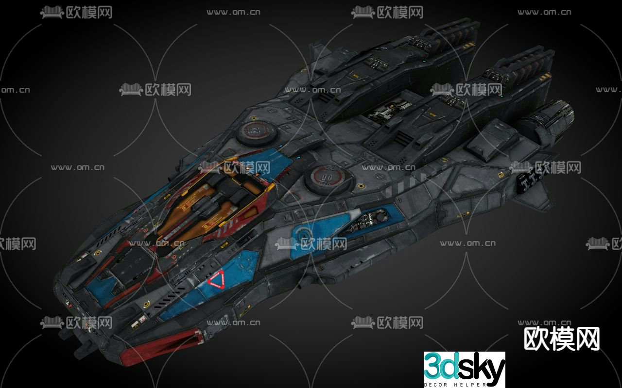 Sci-fi aircraft spaceship alien battleship 3d model