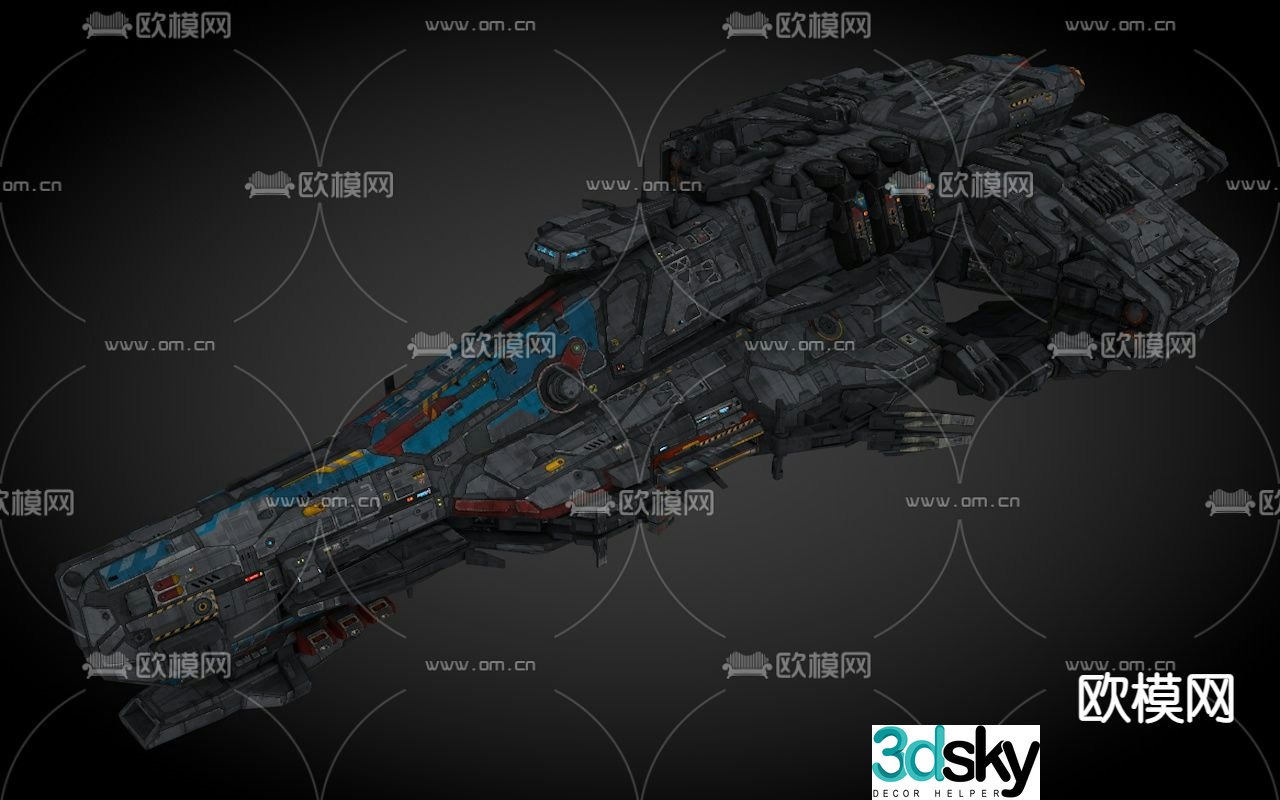 Sci-fi aircraft spaceship alien battleship 3d model