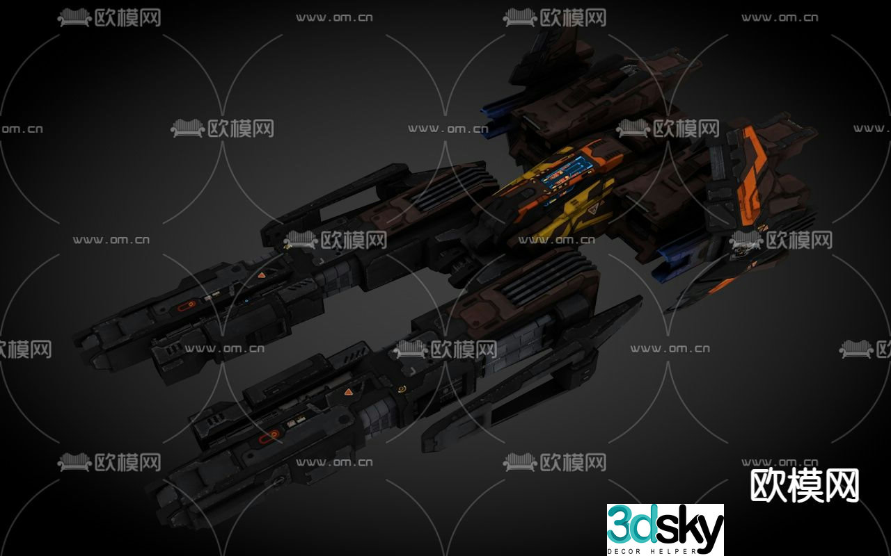 Sci-fi aircraft spaceship alien battleship 3d model
