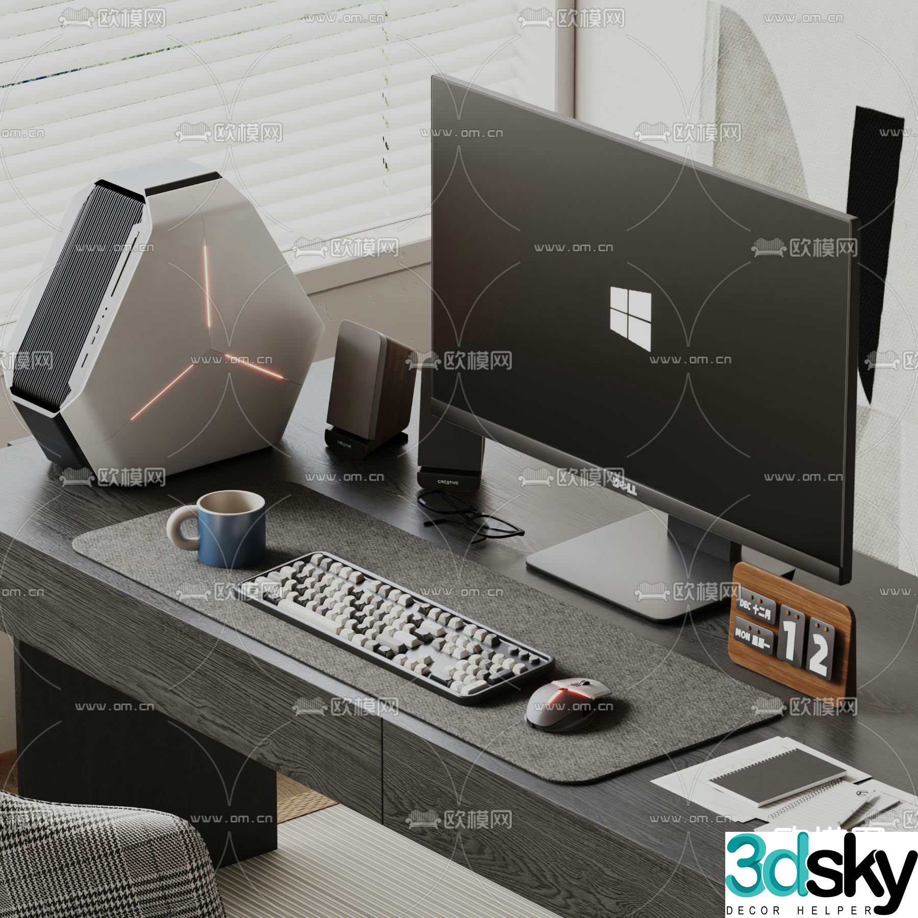 office supplies computer keyboard 3d model