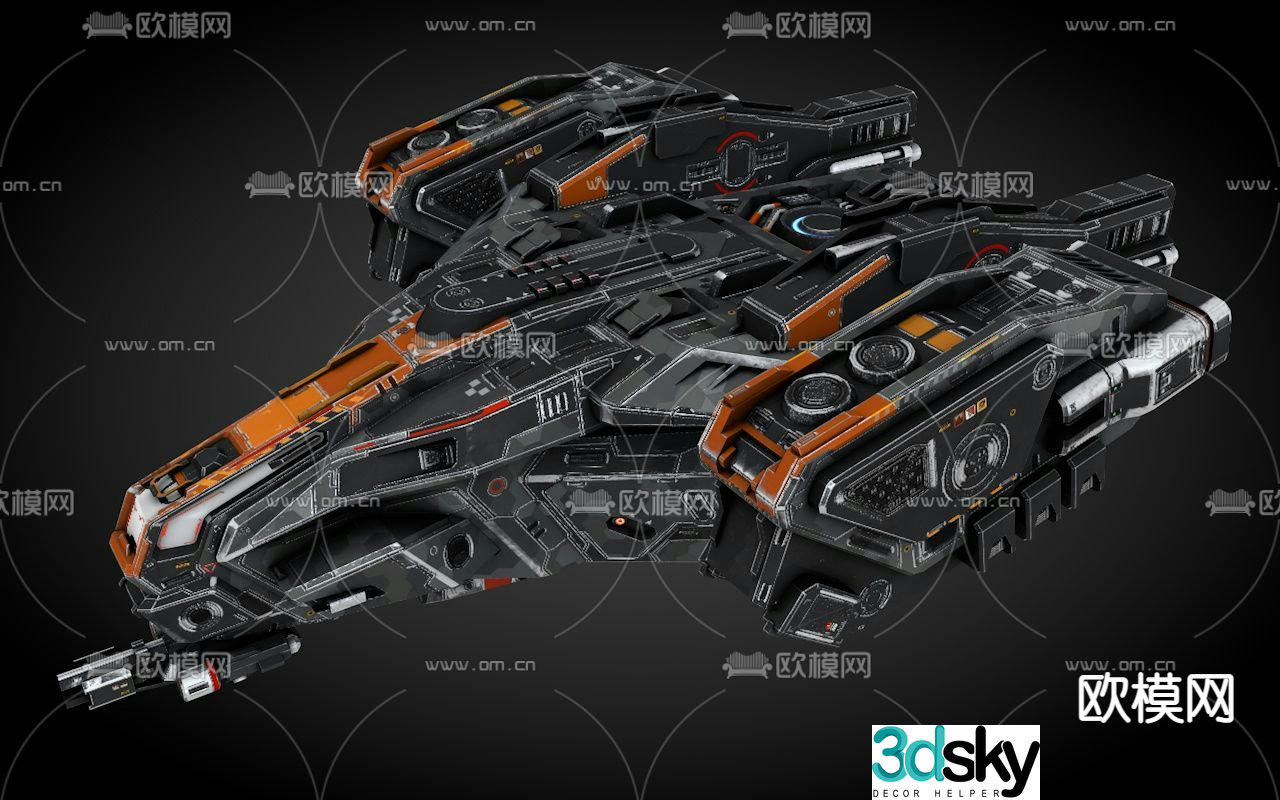 Sci-fi aircraft spaceship alien battleship 3d model