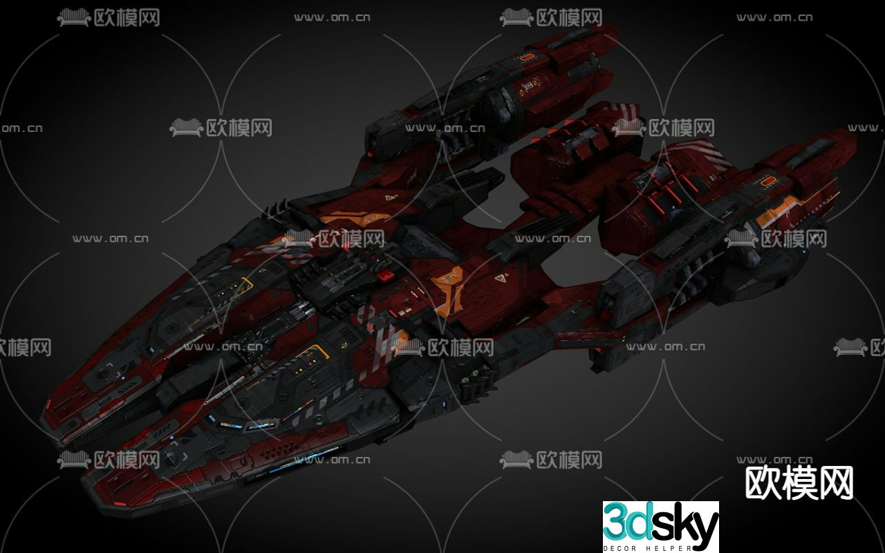 Sci-fi aircraft spaceship alien battleship 3d model