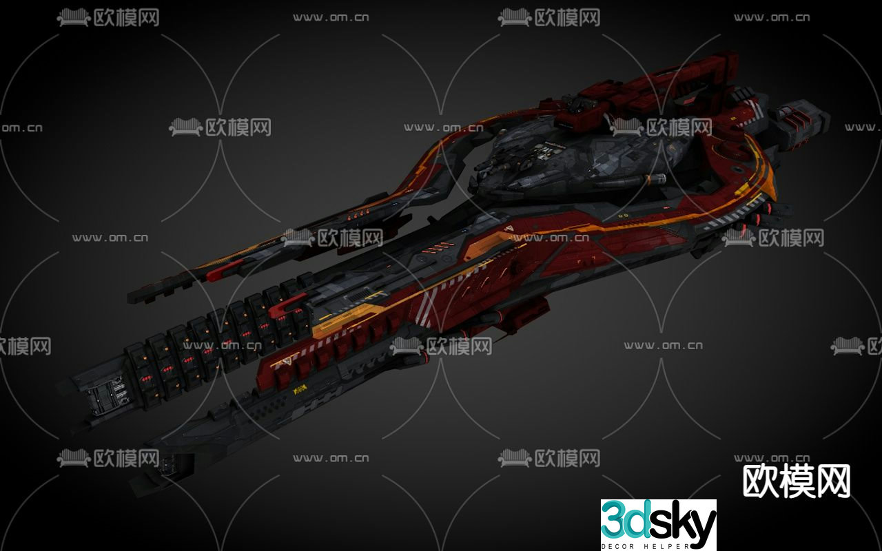 Sci-fi aircraft spaceship alien battleship 3d model