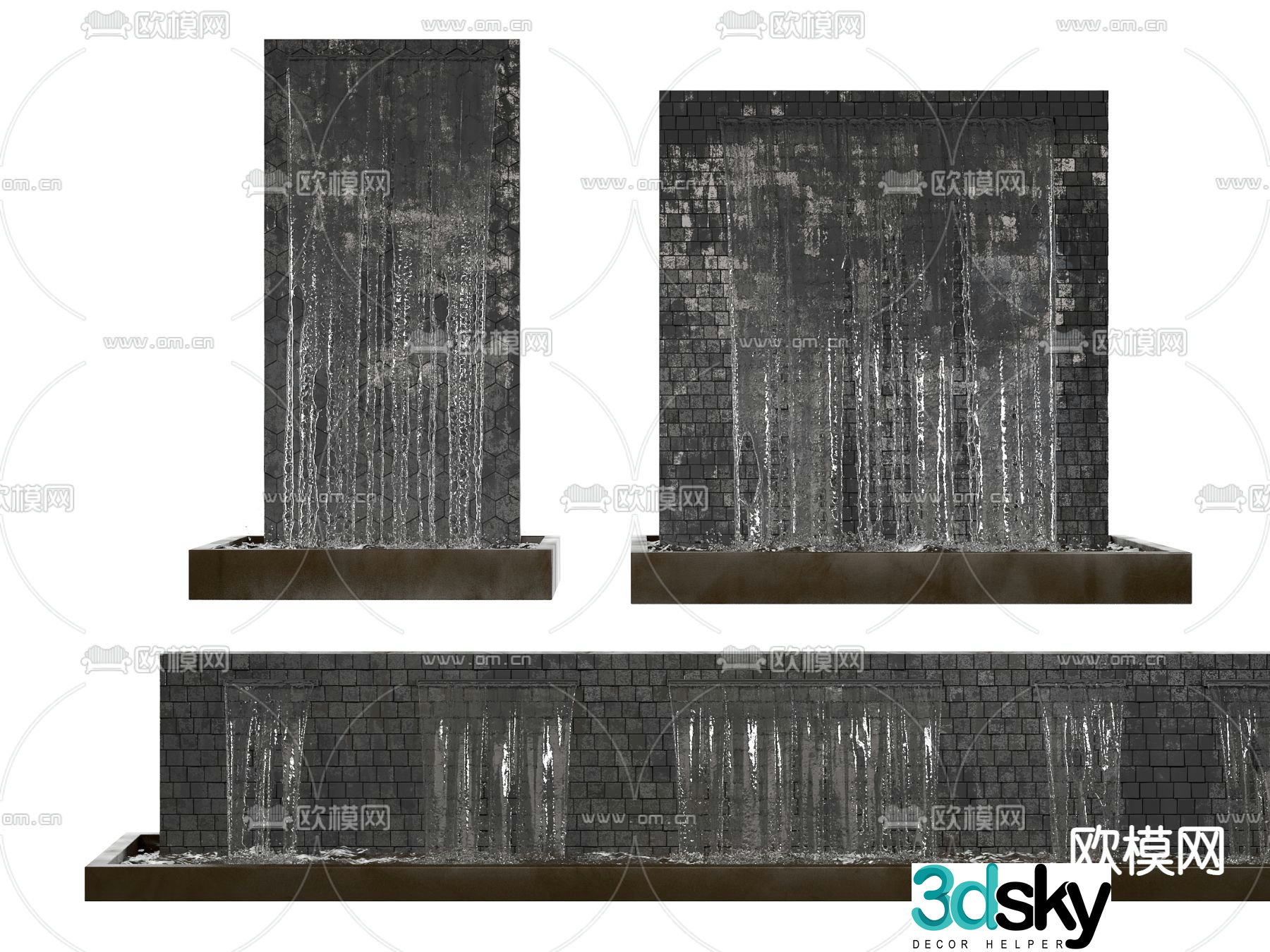 Fountain sketch flowing water waterfall 3d model