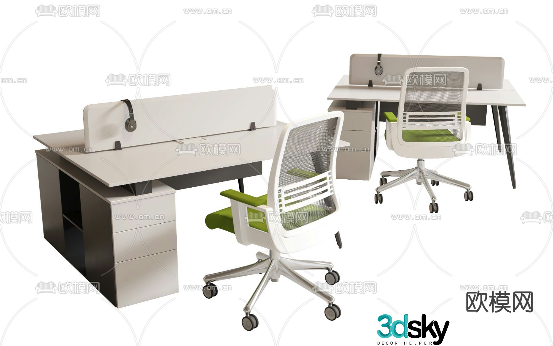 Card space desk workstation staff table 3D model