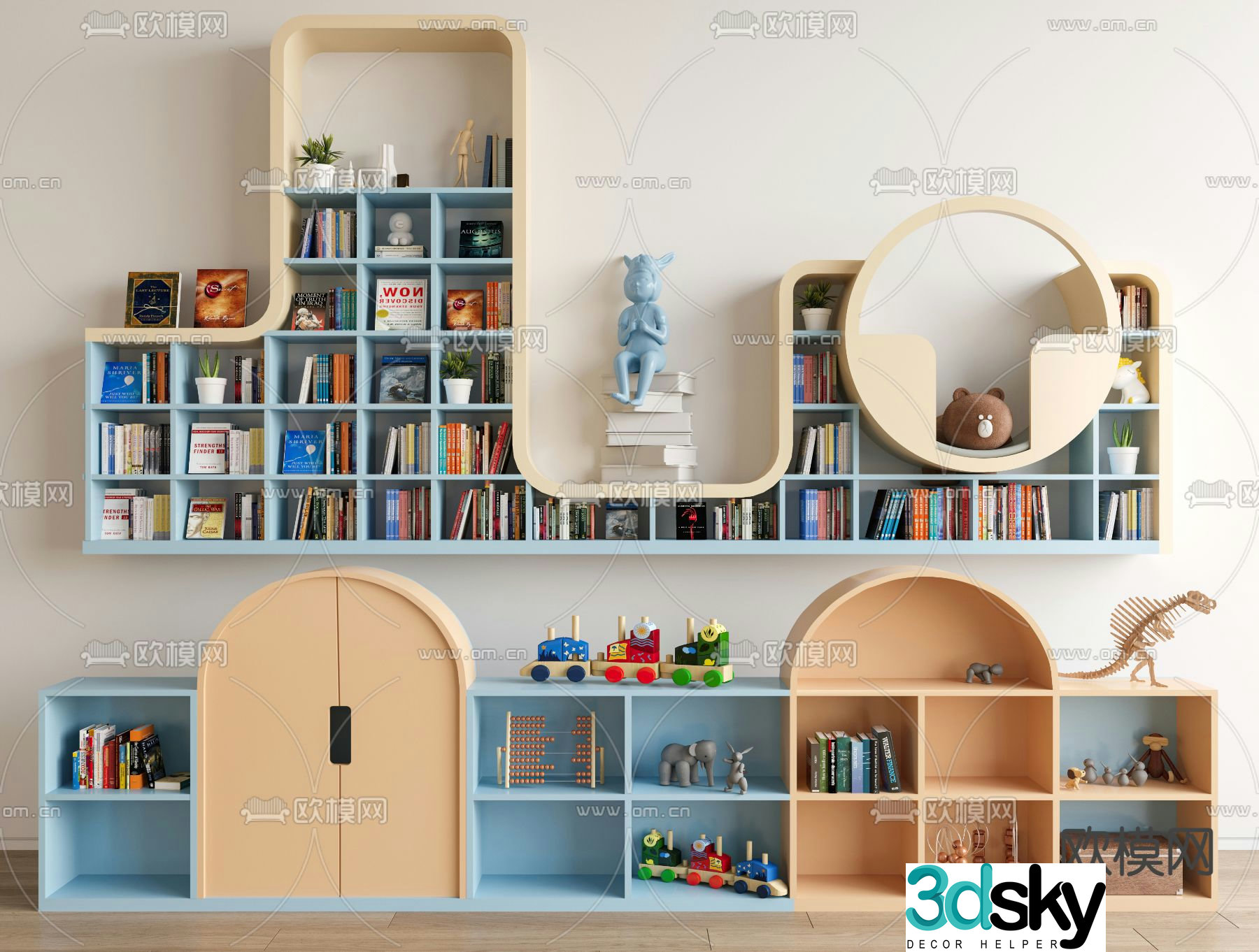 Children’s bookcase storage cabinet 3d model