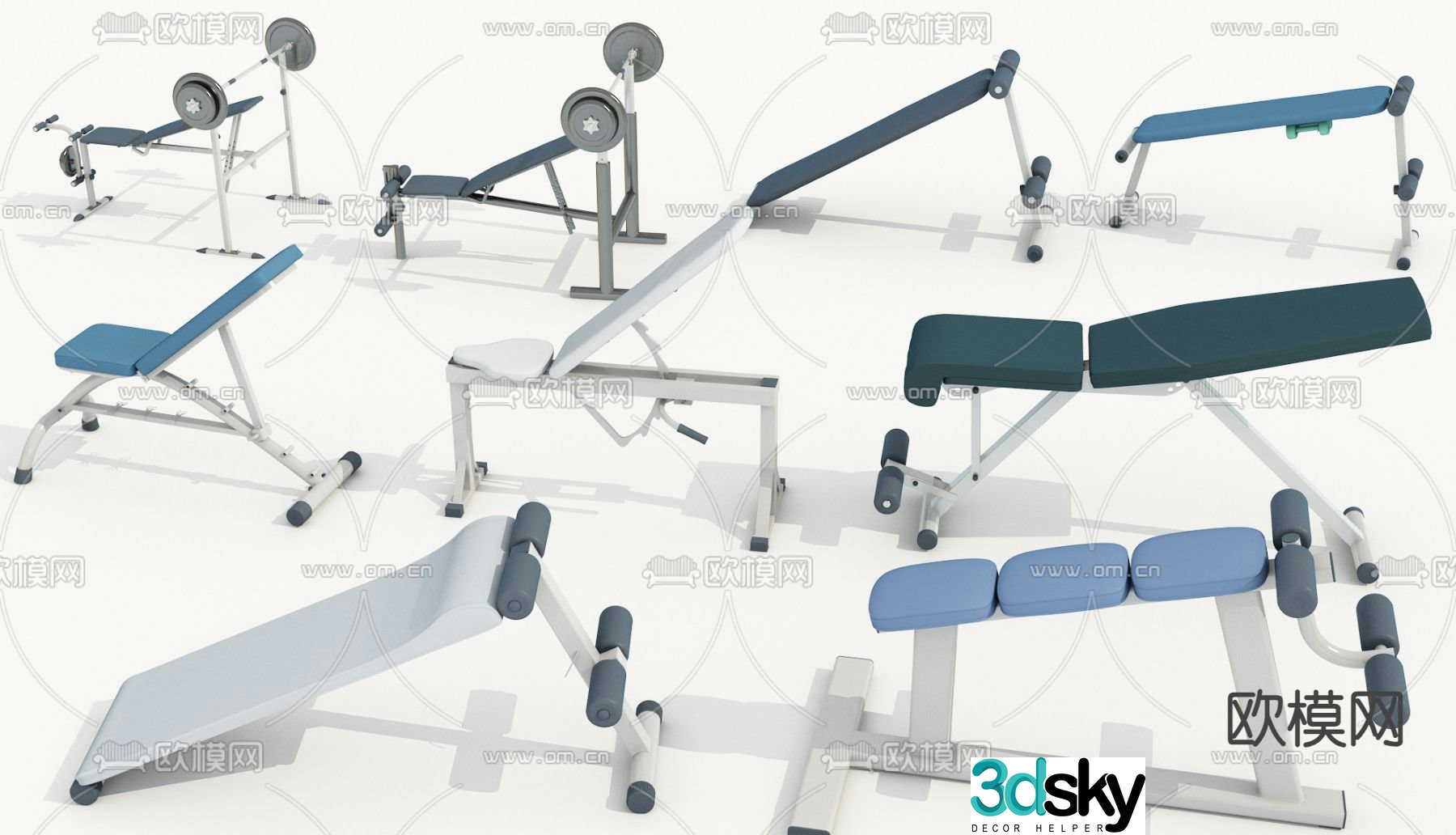 Fitness equipment physical exercise machine sit-ups 3d model
