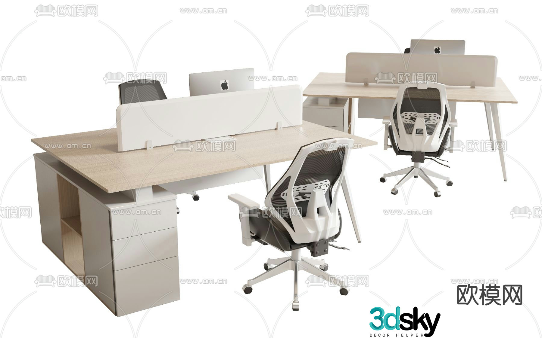 Card space desk workstation staff table 3D model