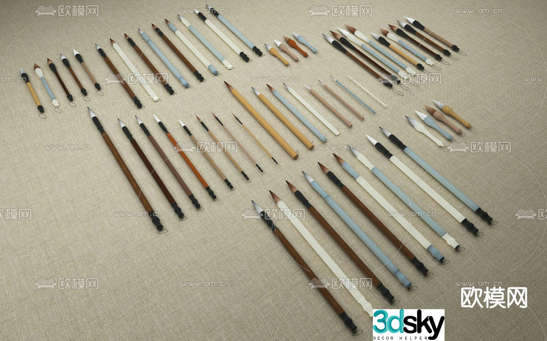 Writing brush, calligraphy pen, Chinese painting brush, wolf hair brush 3D model