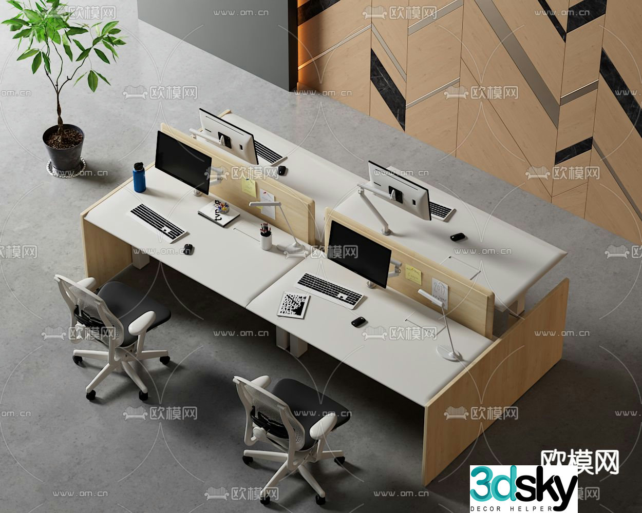 Card space desk workstation 3D model