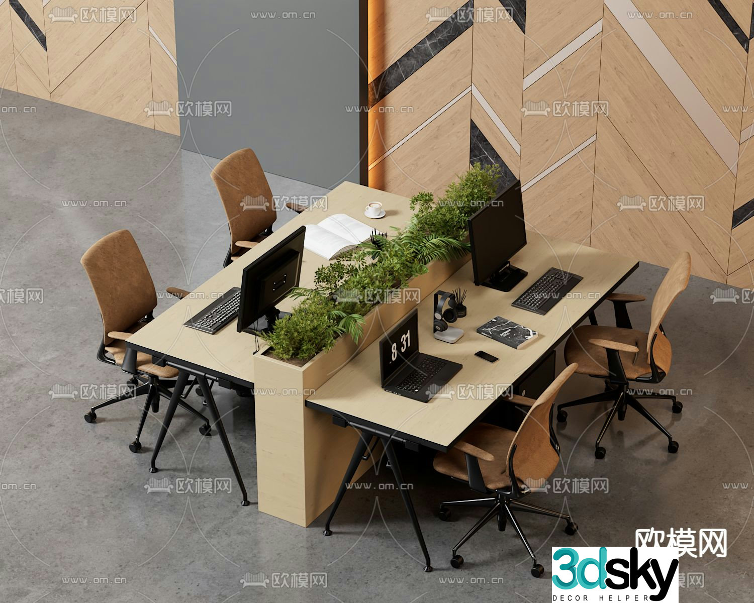 Card space desk workstation 3D model