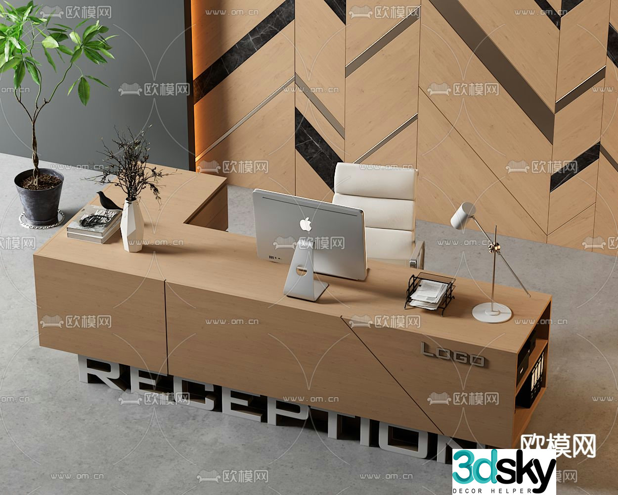 Front desk service desk reception desk information desk 3d model