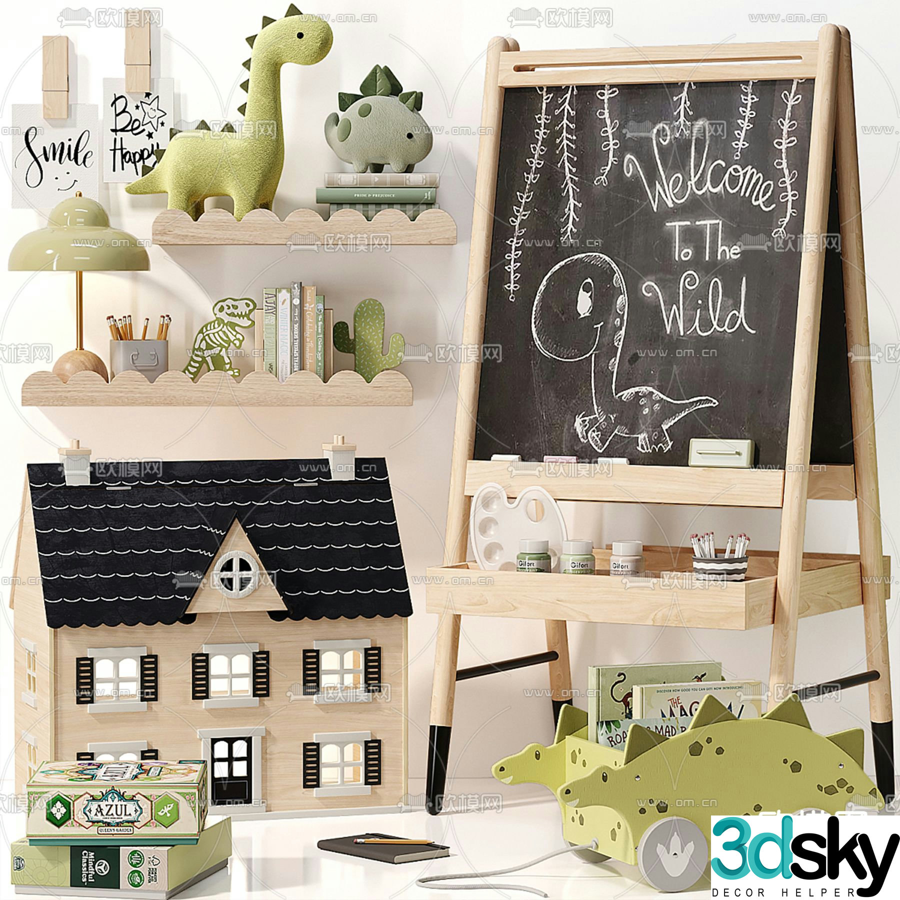Doll Toy Easel Blackboard Doll Children’s Ornament 3D Model