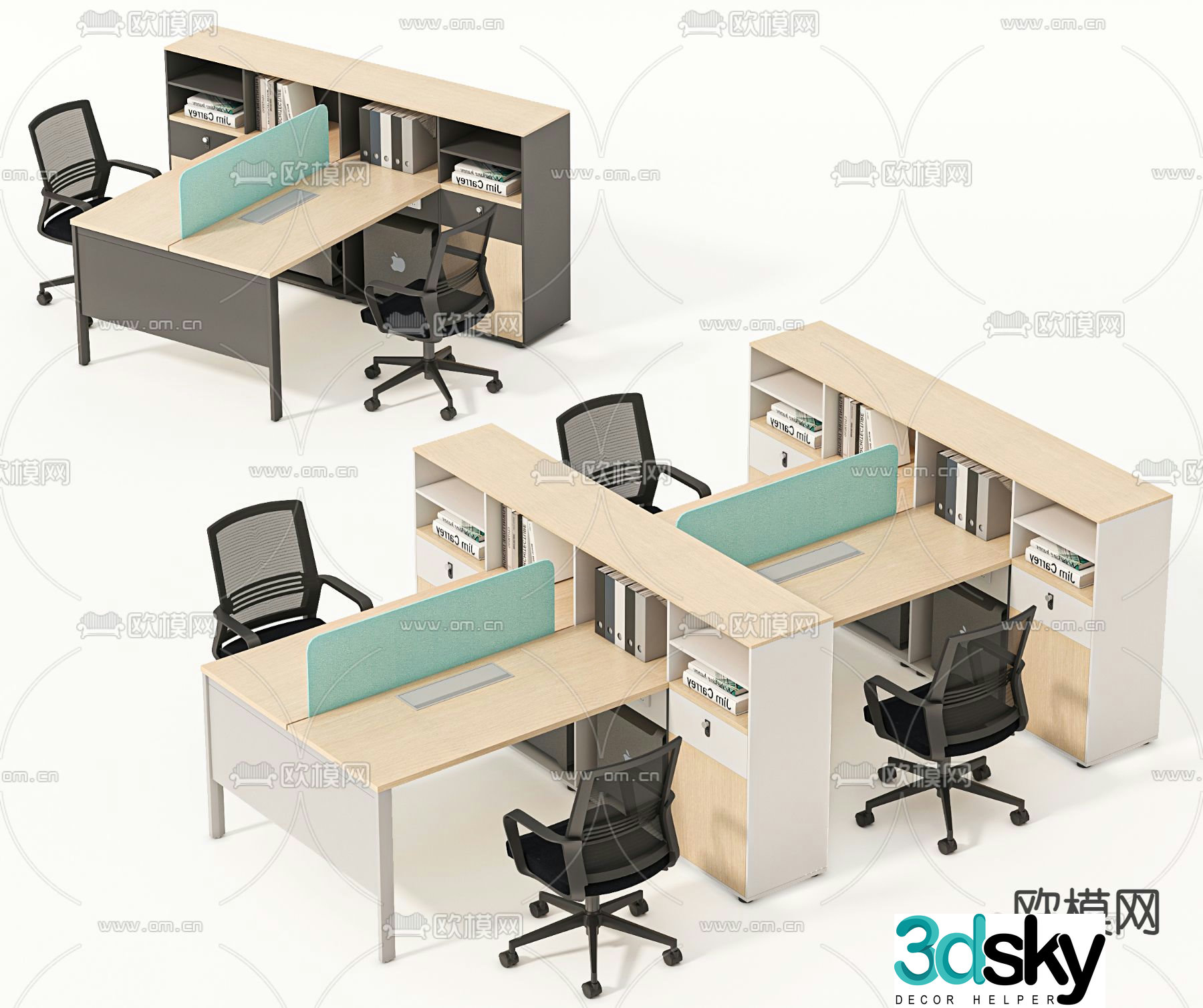 Card space desk workstation 3D model