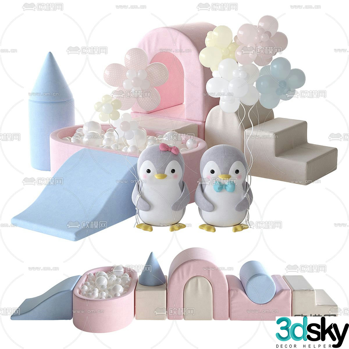 Children's play facilities ocean pool penguin doll 3d model