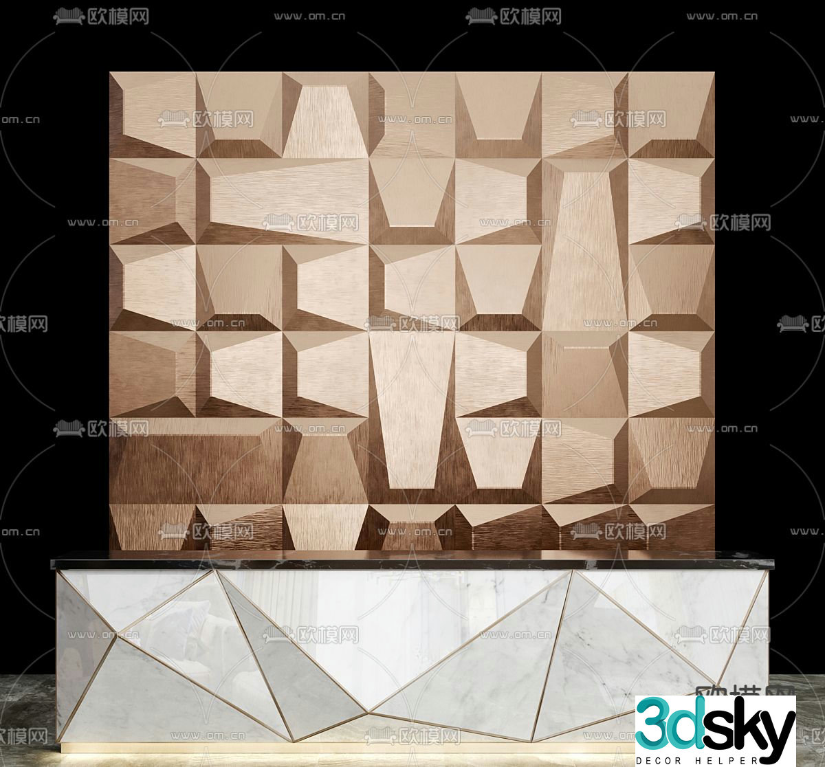 Front desk service desk modeling background wall 3D model