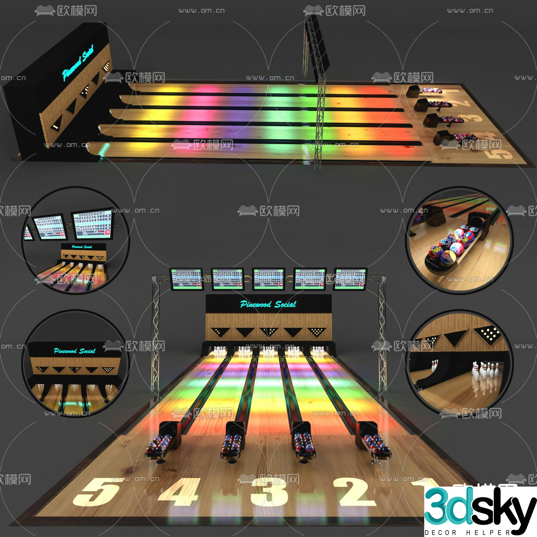 bowling lane 3d model