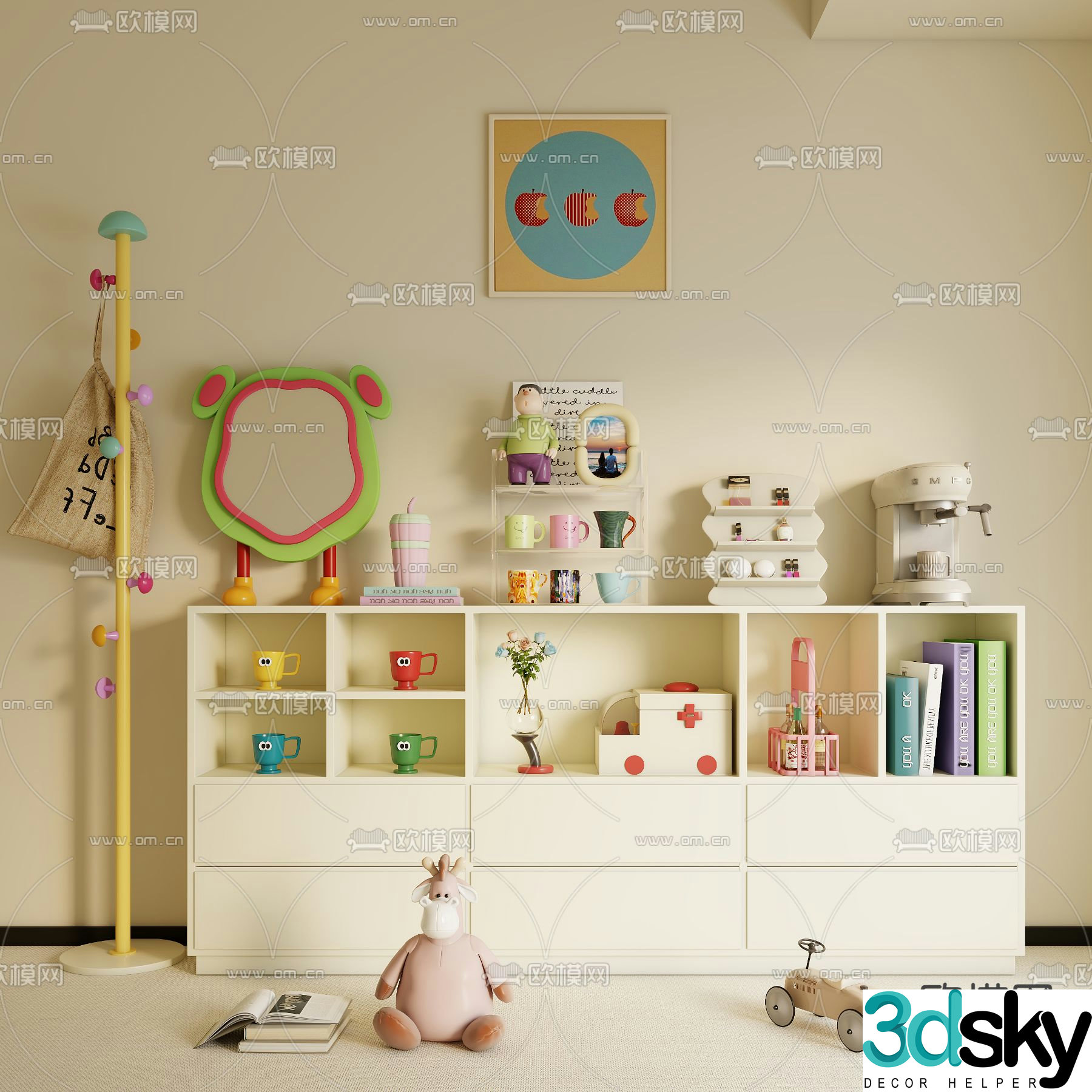 Children’s bookcase toy cabinet 3d model