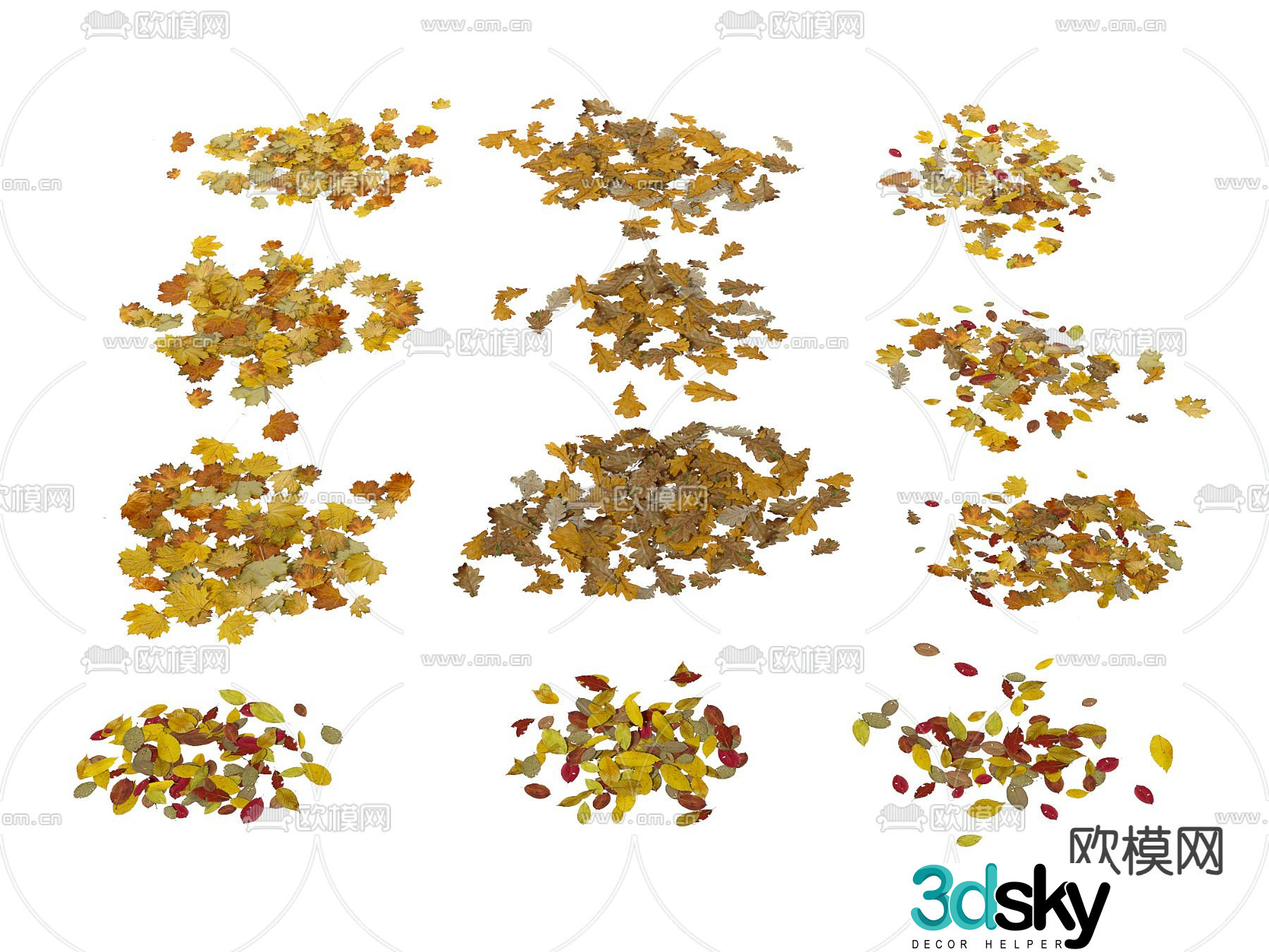 Fallen leaves on the ground autumn leaves leaf pile leaves 3d model
