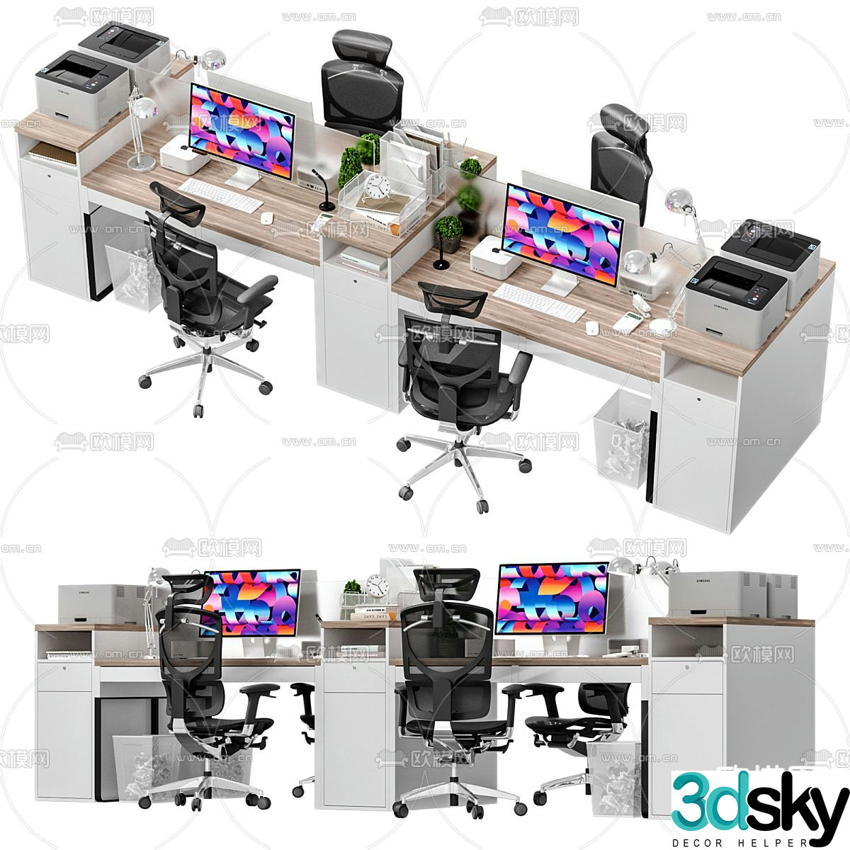 Card space desk workstation 3D model